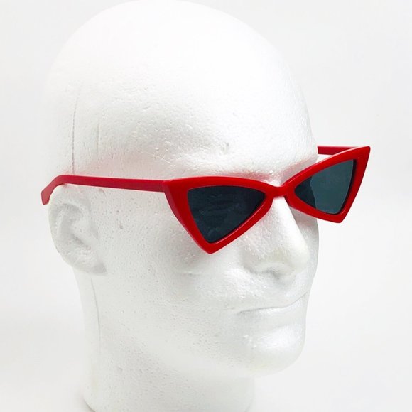 Red Retro Sunglasses Triangle Lens Decade Eighties - Picture 15 of 16